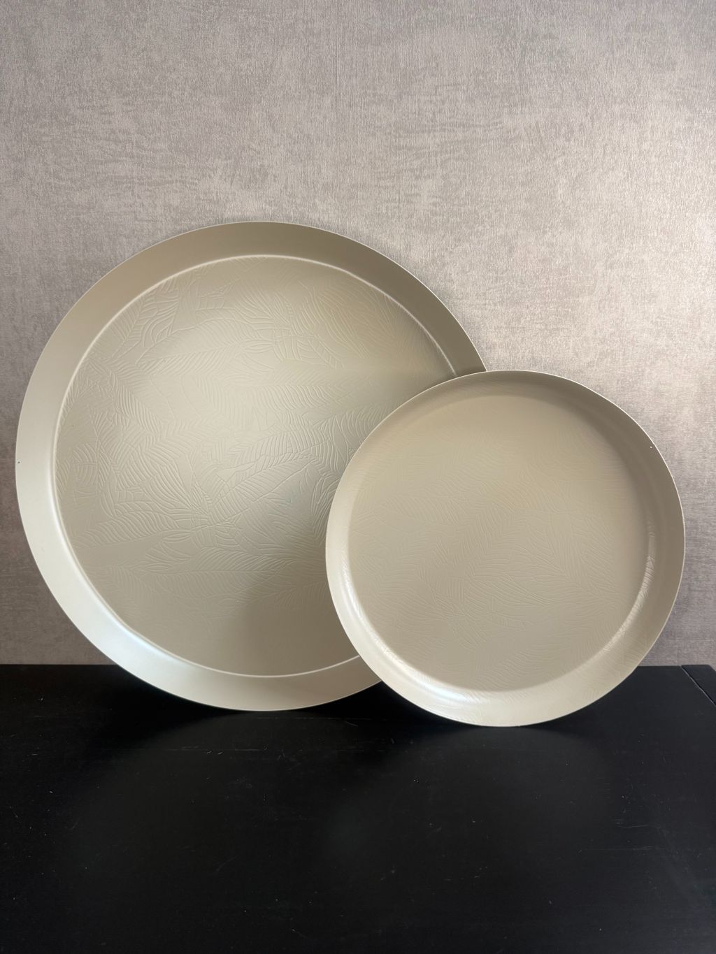 Tablett rund beige
