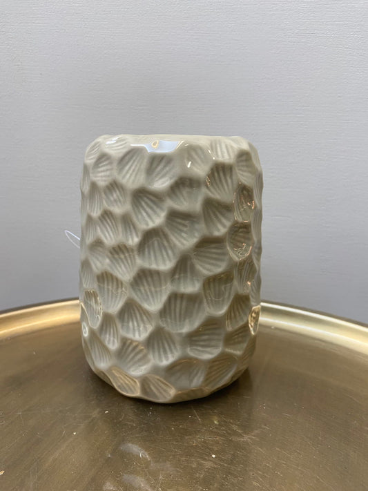 Geurbander,aardewerk,grijs,honeycomb,amberblokjes