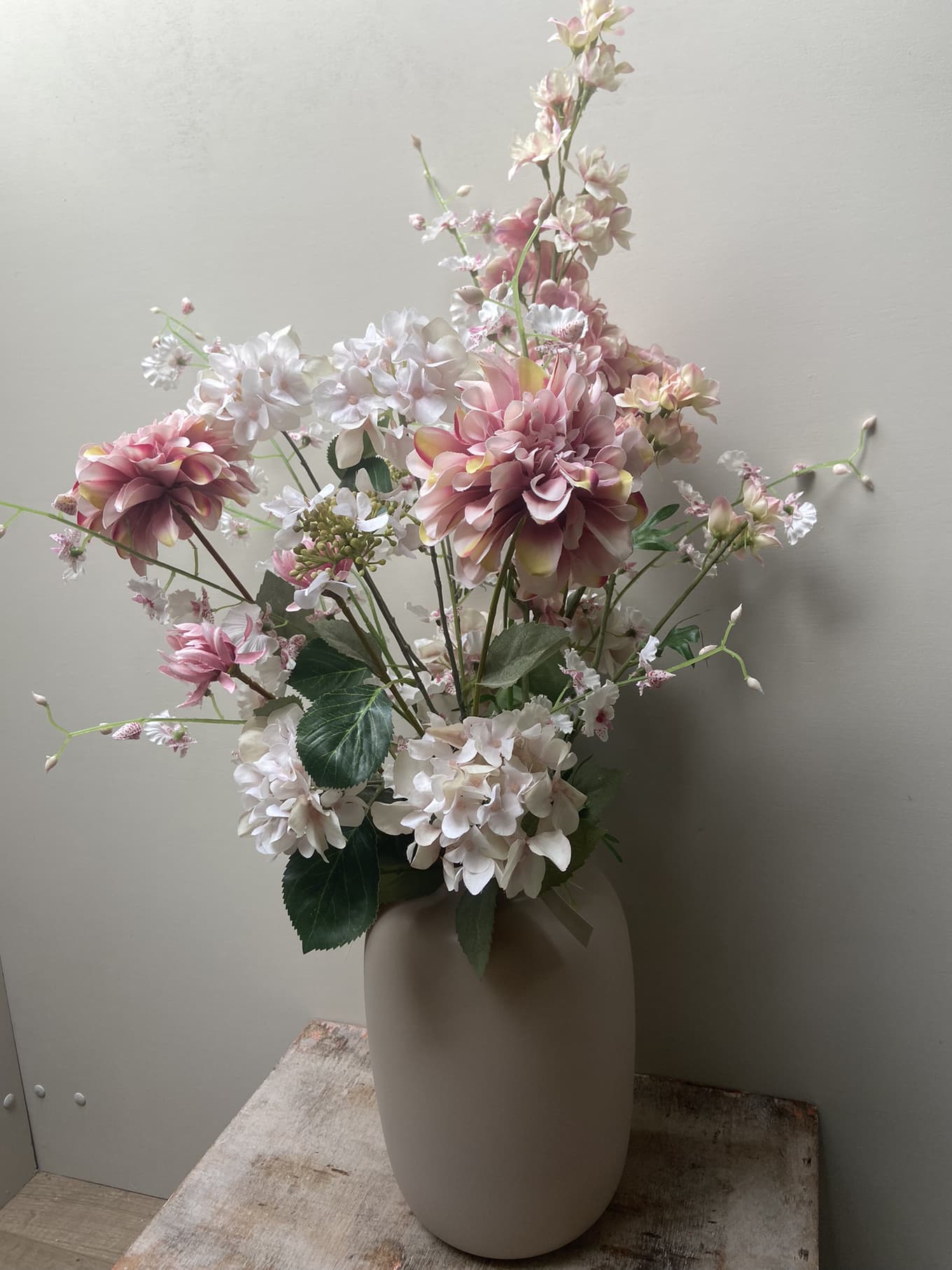 Kunstboeket Sweet oud roze / wit