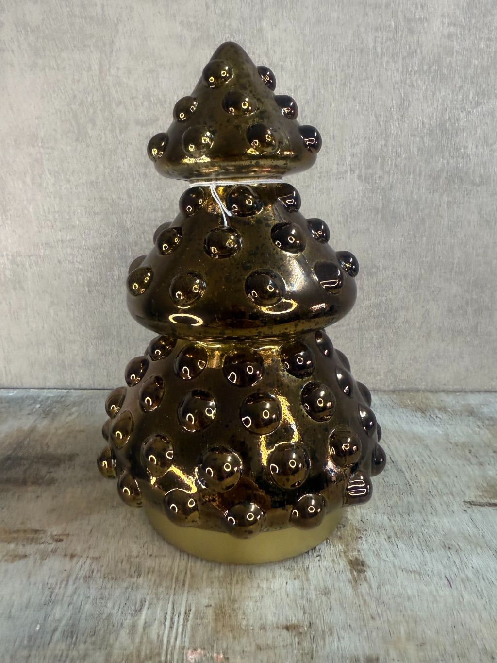 Glazen kerstboom LED in bronzen kleur met warme verlichting, compact design van Light & Living.