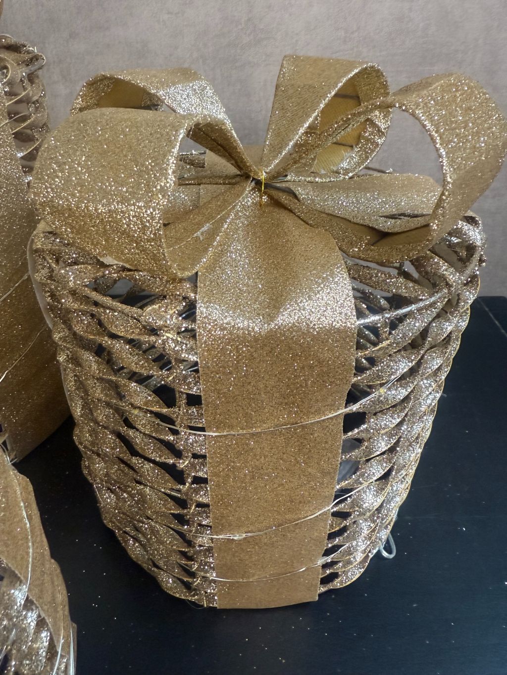 Pudełka prezentowe świąteczne LED | zestaw 3 sztuk Złote