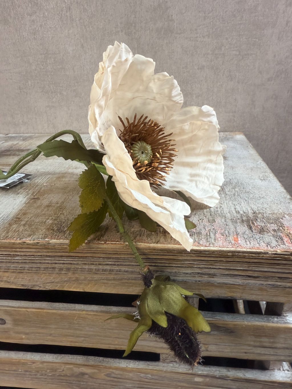 Kunstbloem klaproos beige – realistische bloem met natuurlijke uitstraling