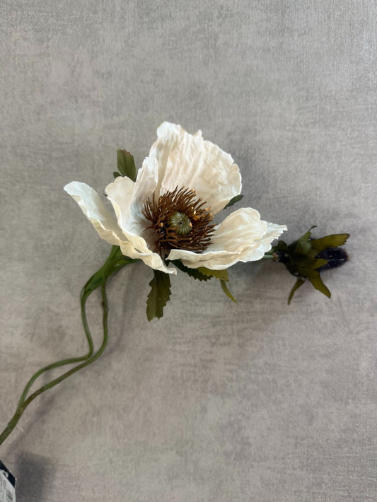 Sztuczny kwiat maku | Beżowy