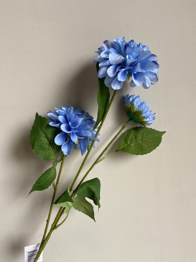 Kunstbloem Dahlia blauw 75