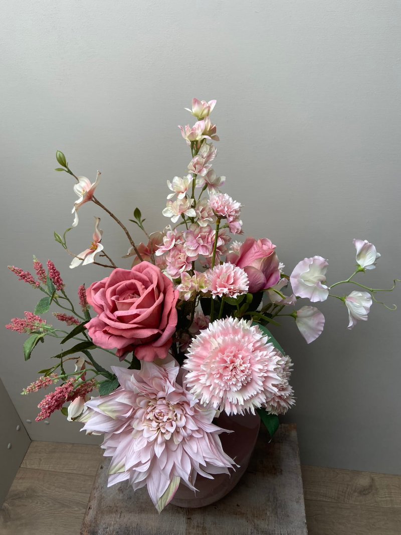 Kunstboeket Lovely roze