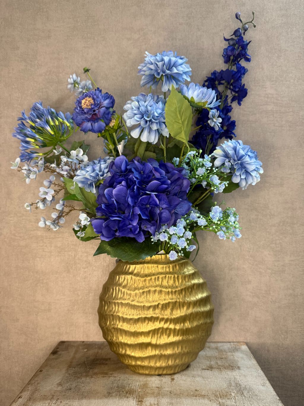 Kunstboeket Pauw blauw