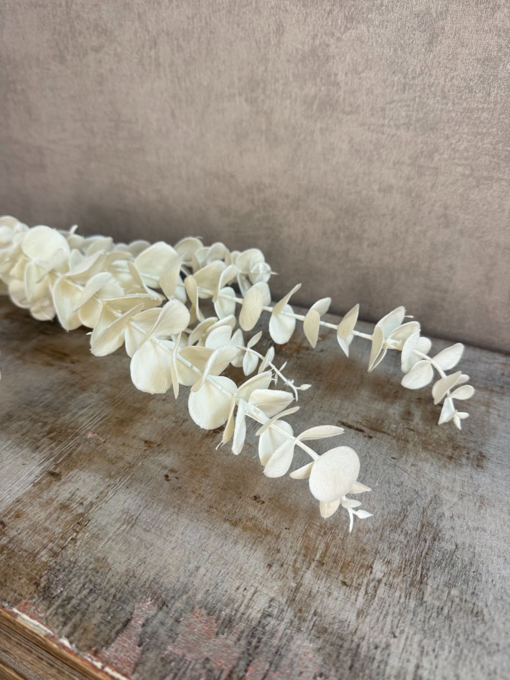 Kunsttak eucalyptus in creme kleur liggend
