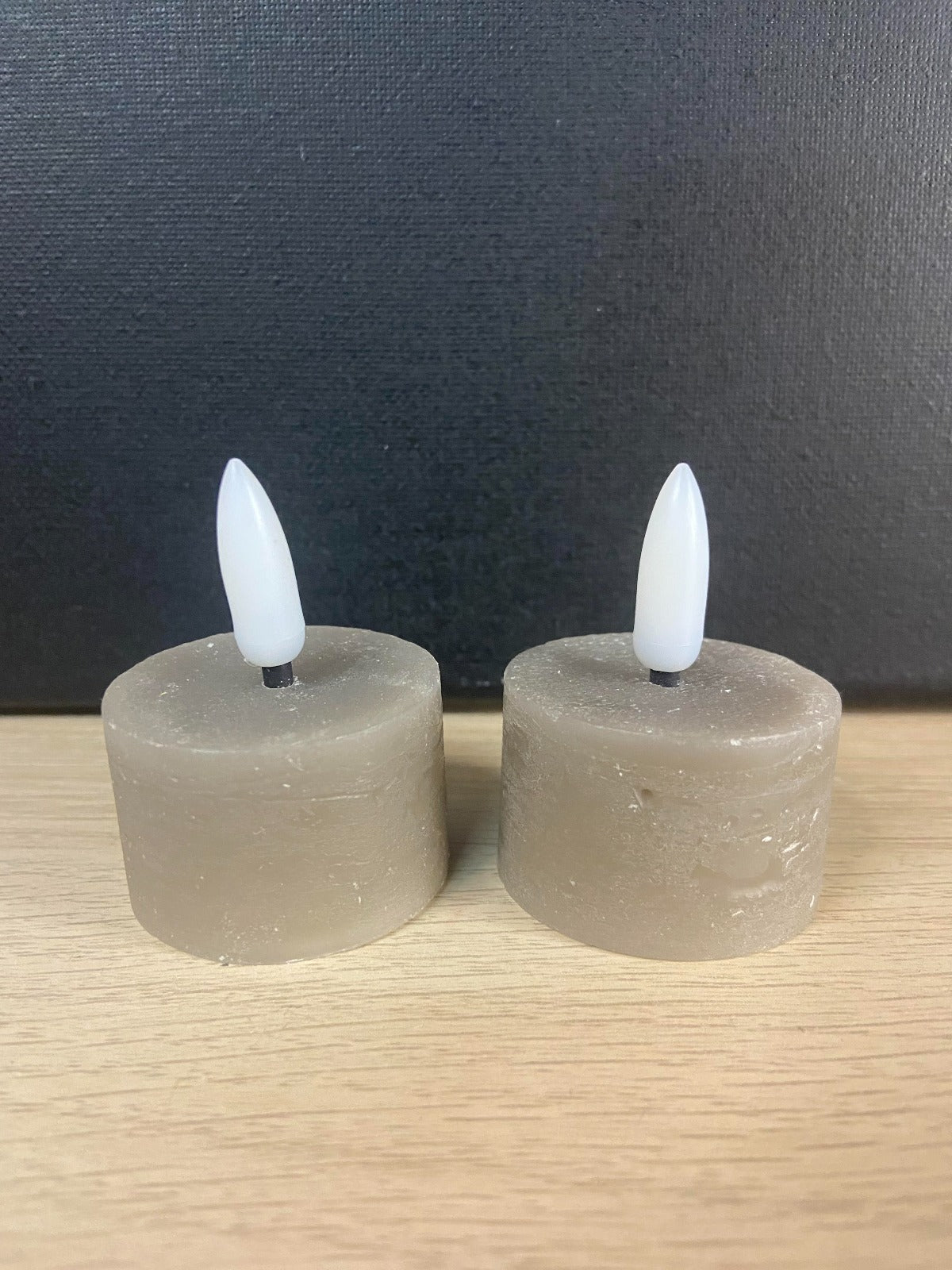 Led waxinelichtje grijs set van 2
