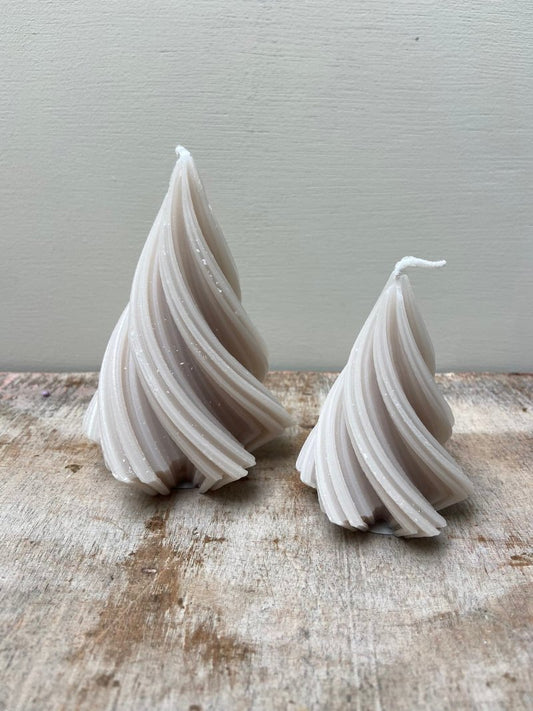 Bougie torsadée Arbre de Noël S | M beige