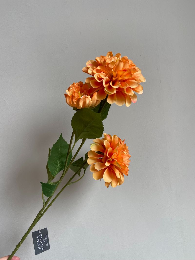 Kunstbloem Dahlia oranje rond | 75