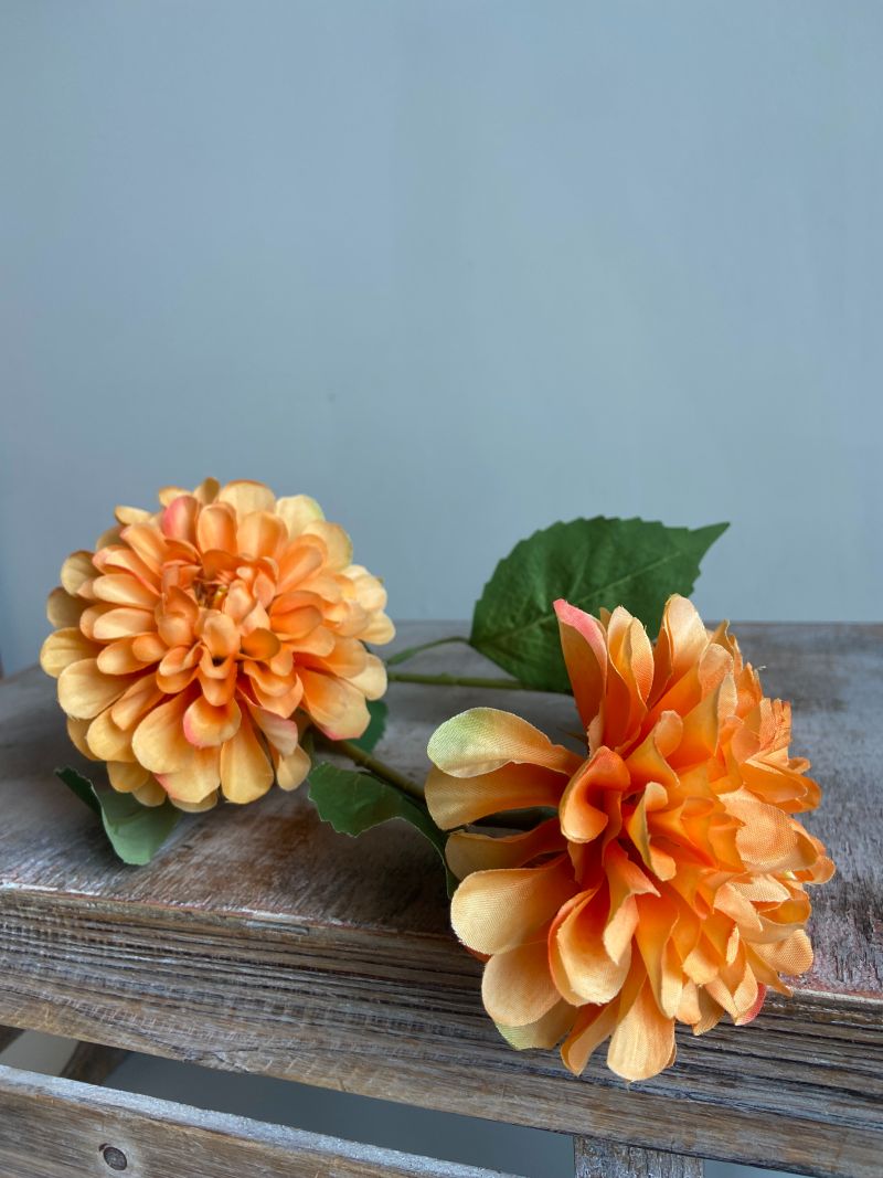 Kunstbloem Dahlia oranje rond | 75