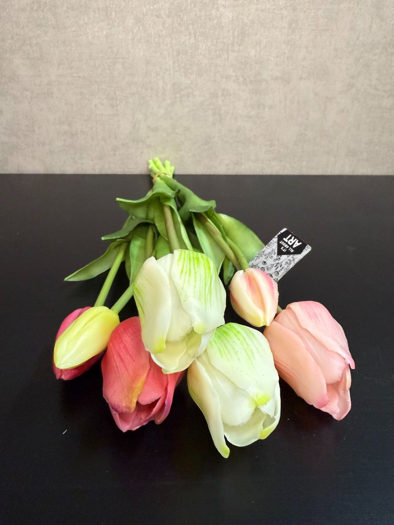 Kunst tulpen creme roze real touch