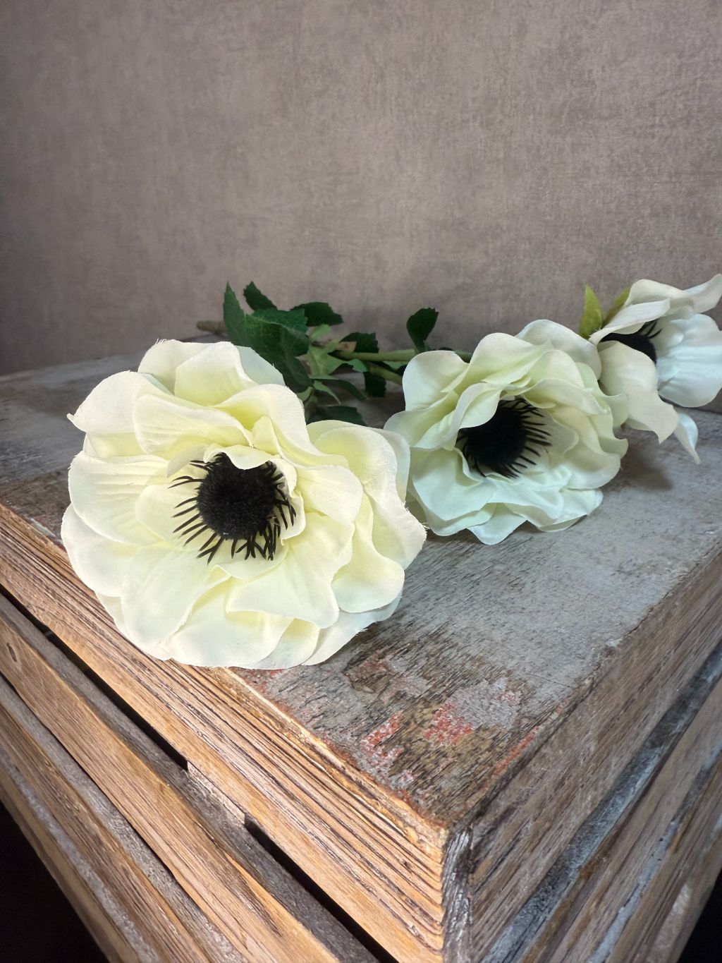 Kunstbloem Anemoon crème