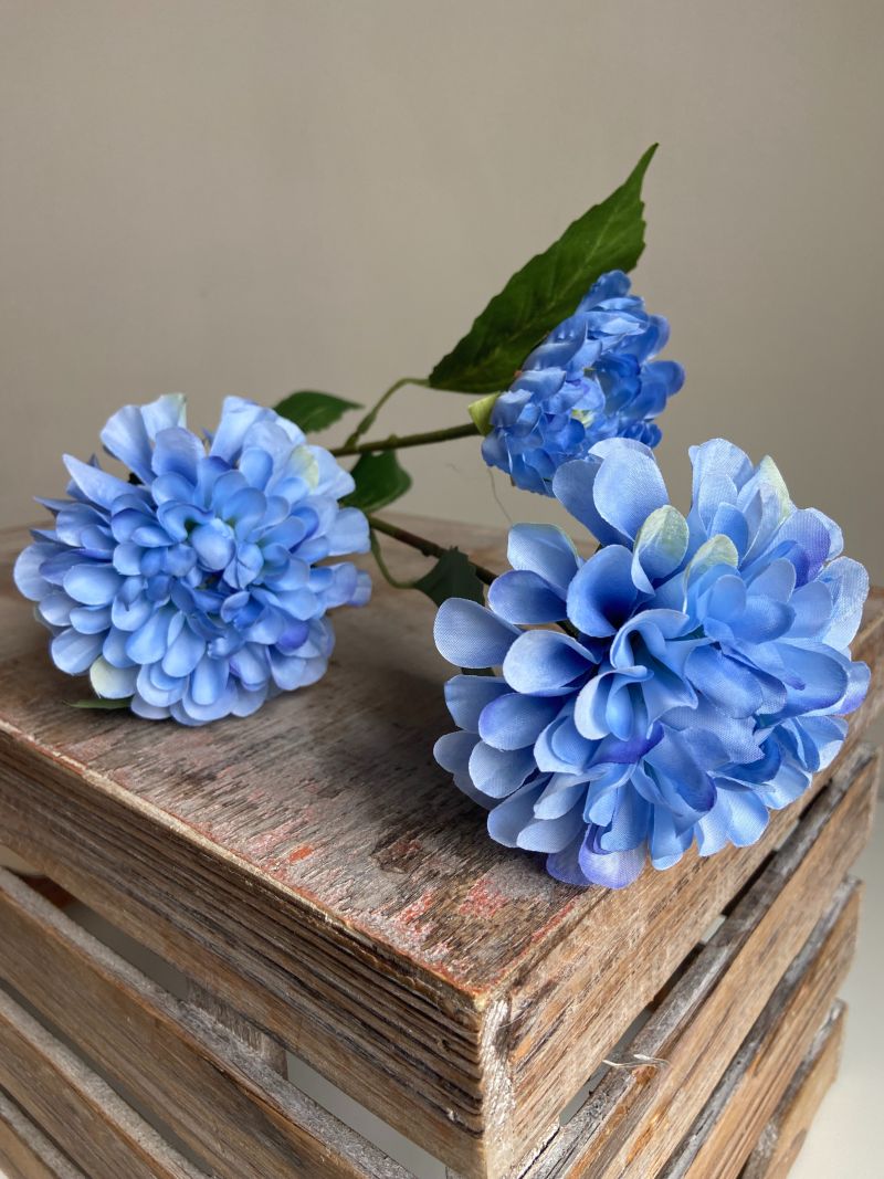Kunstbloem Dahlia blauw 75