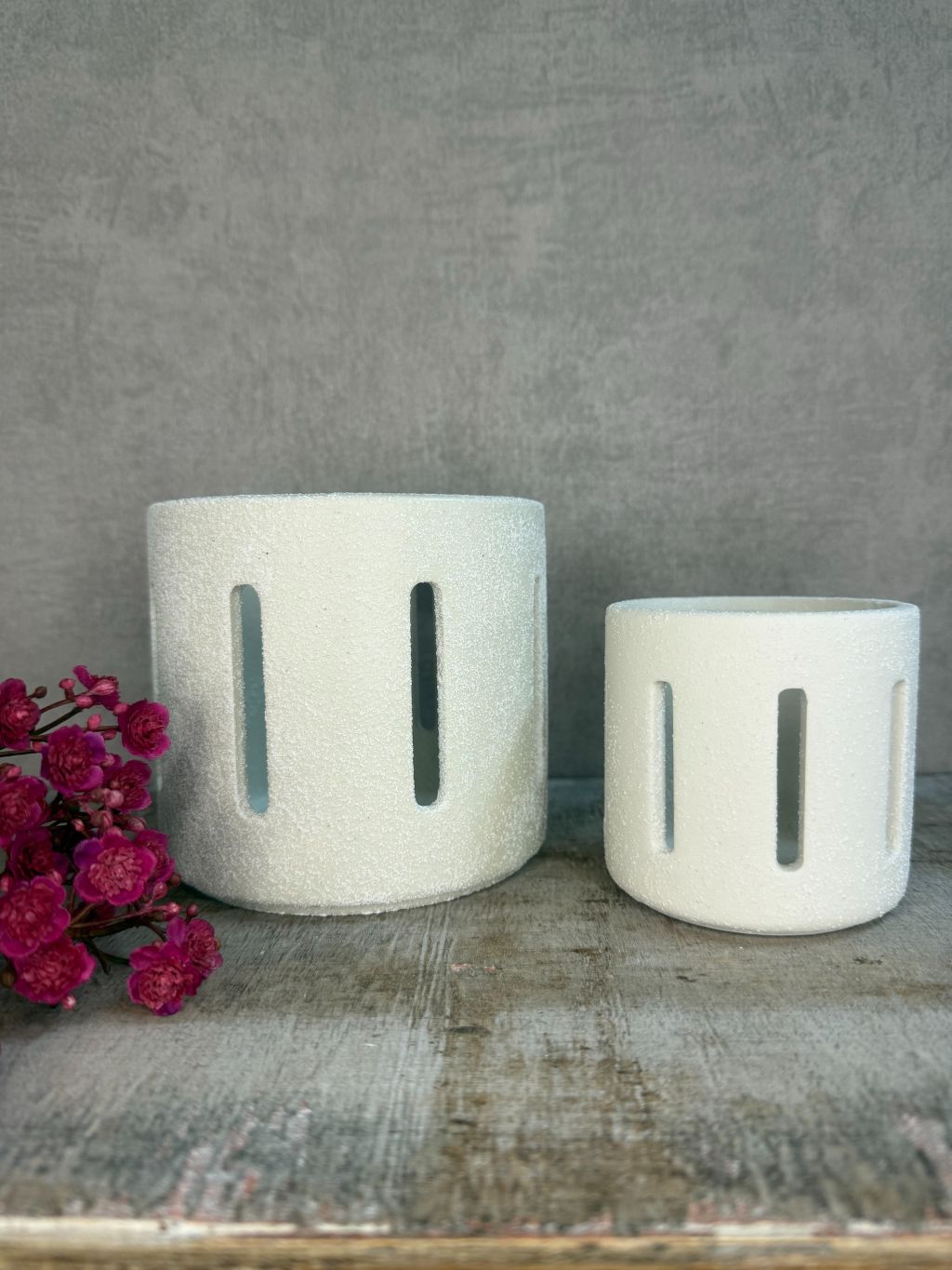 Waxinelichthouder Tess beige 2 afmetingen