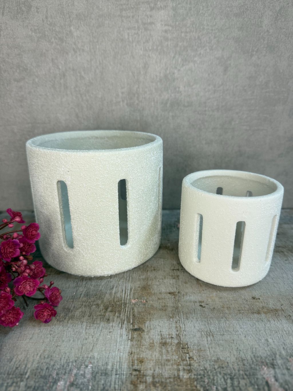 Waxinelichthouder Tess beige 2 afmetingen