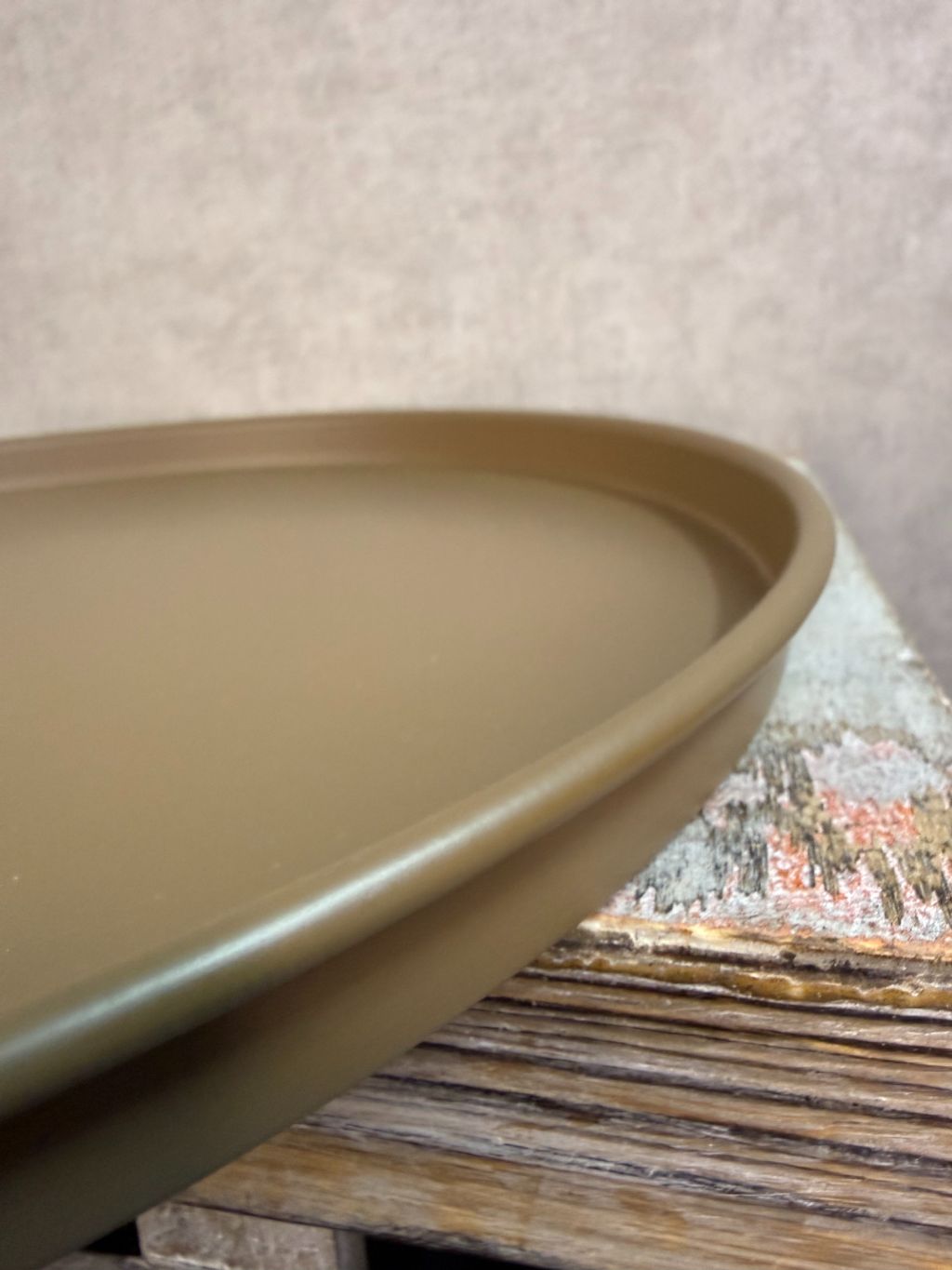 Rond metalen dienblad Coaster in bruine kleur