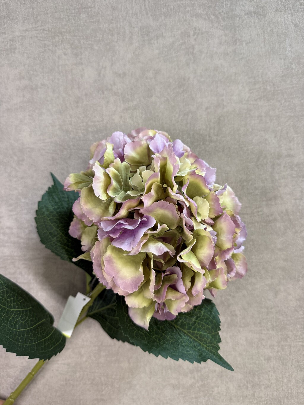 Kunstbloem Hortensia XL violet met grote bloem van 19 cm in violet, roze en groene tinten.