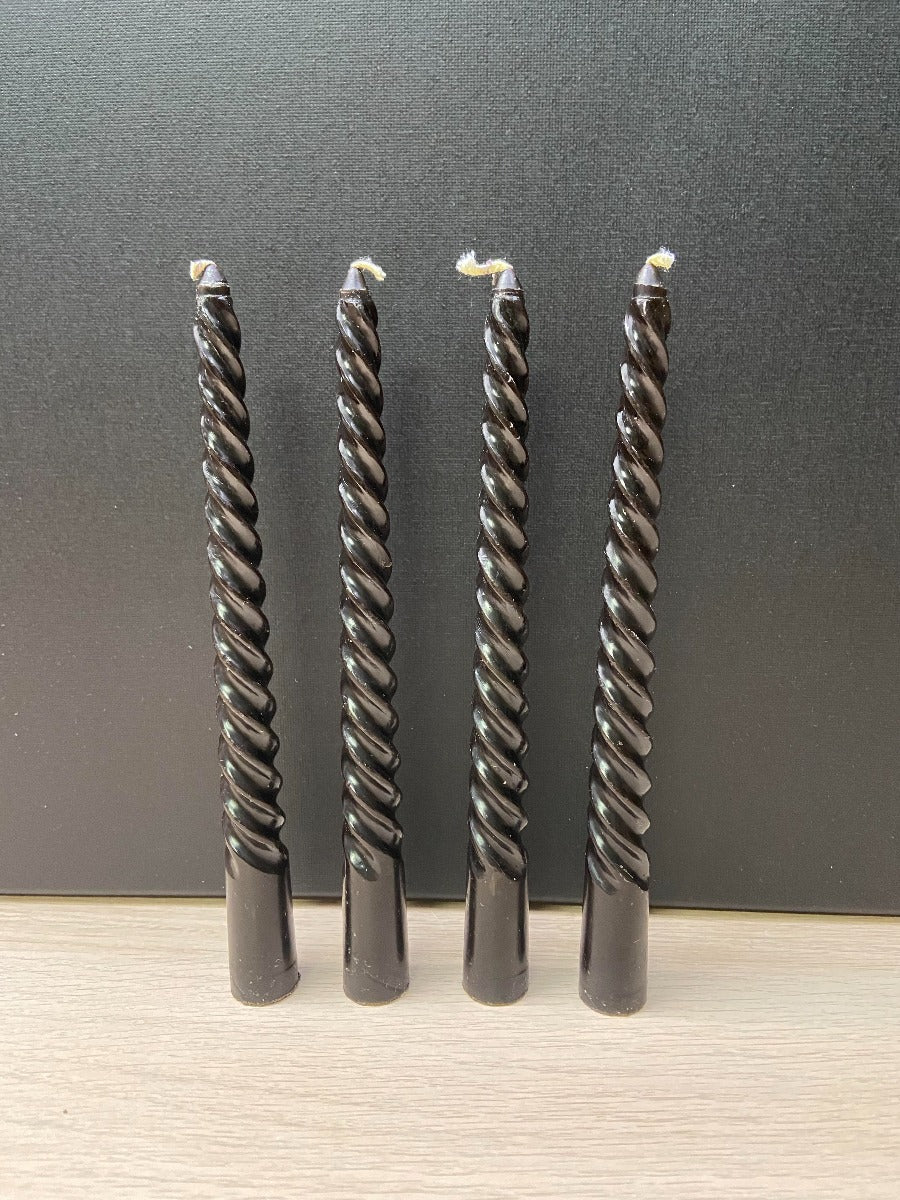 Kaarsen twist zwart S (4 stuks)