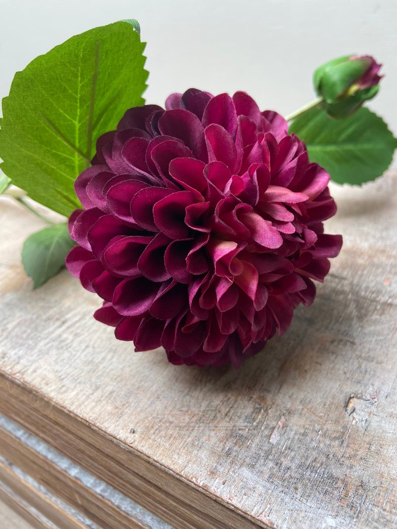 Kunstbloem Dahlia bordeaux