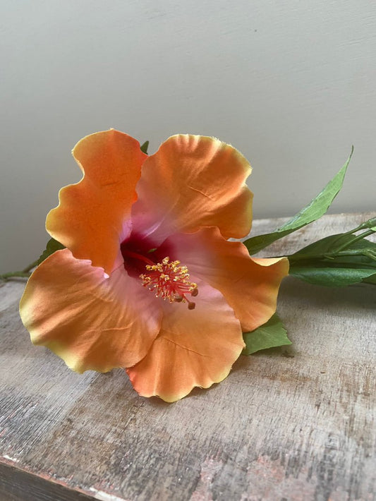 Artificial flower Hibiscus orange/pink