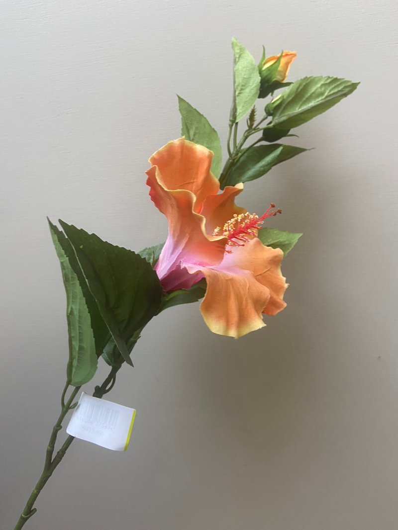 Artificial flower Hibiscus orange/pink