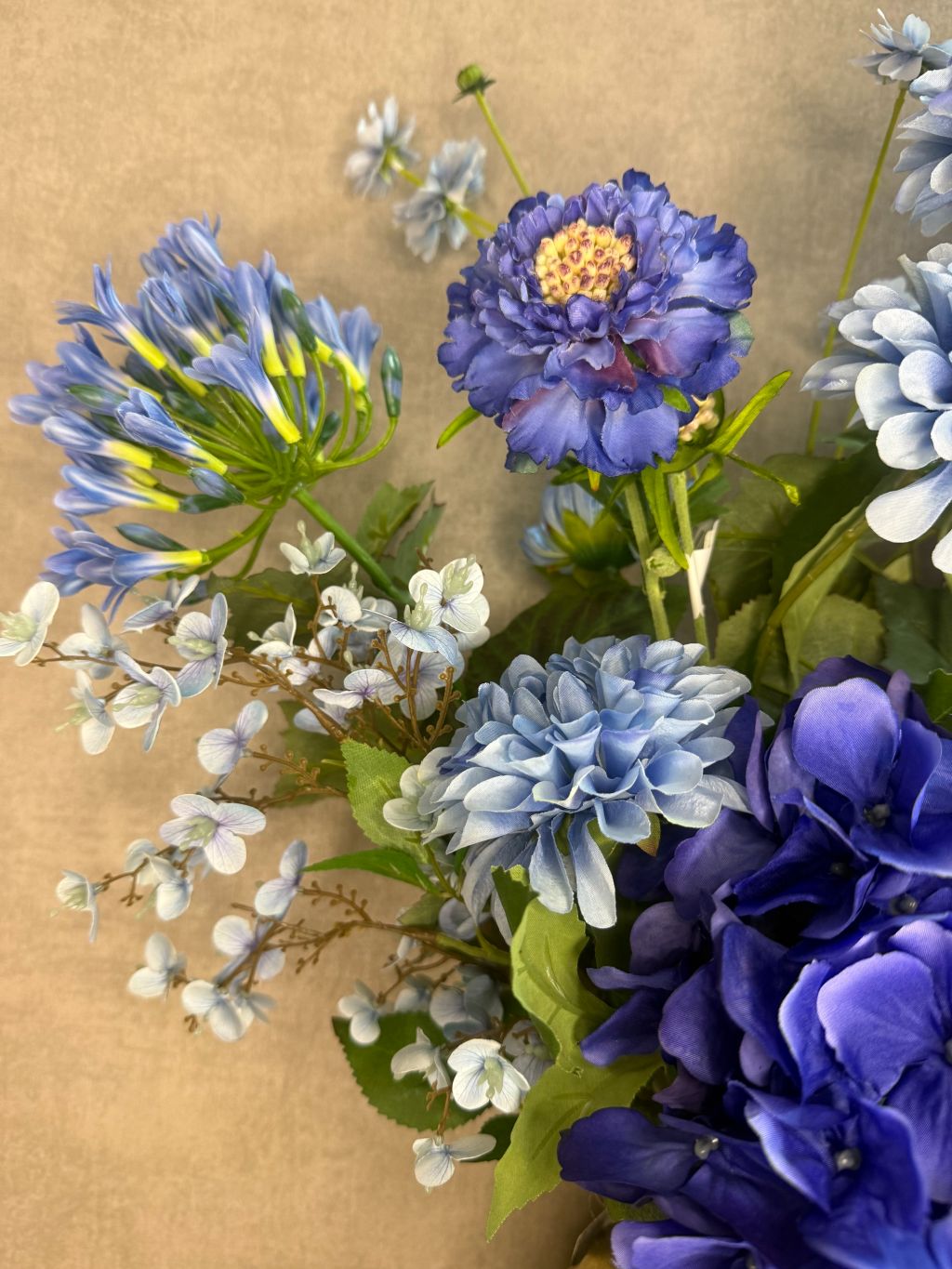 Kunstboeket Pauw blauw