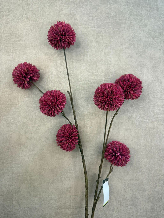 Artificial branch Pompom | Bordeaux