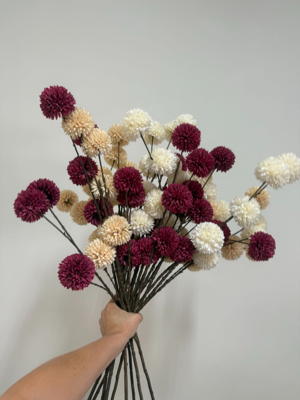 Artificial branch Pompom | Bordeaux