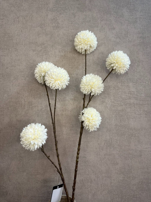 Artificial branch Pompom | White