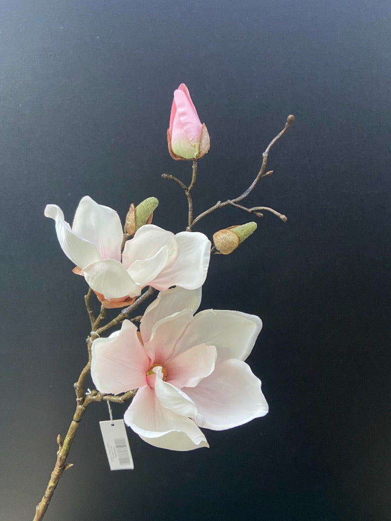 Kunstbloem Magnolia wit/roze