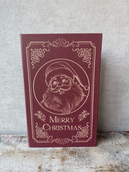 Rood Opbergboek Santa van HomeBound met gouden kerstman en Merry Christmas opdruk.