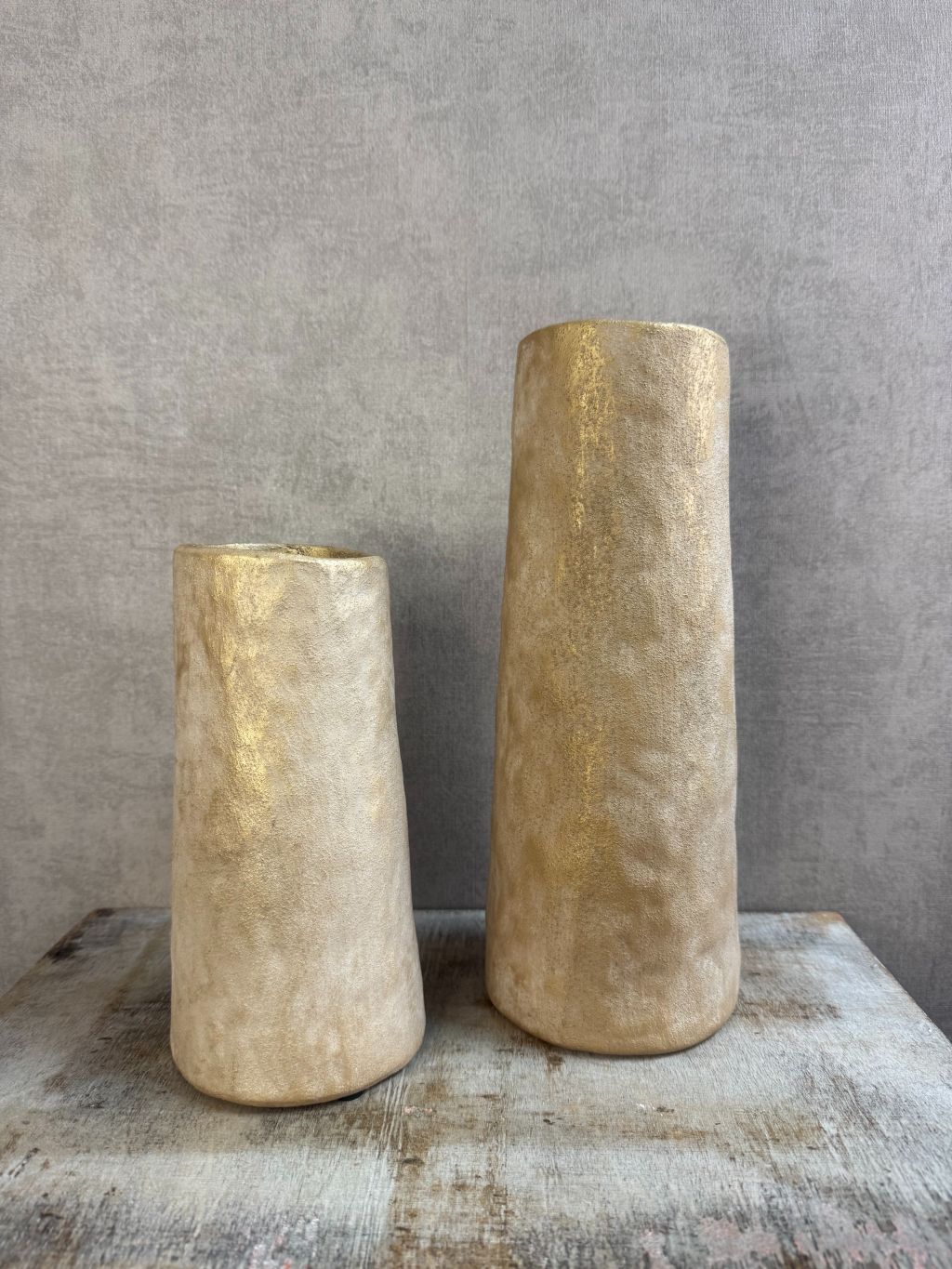 Vaas Porto antiek goud in klein en groot formaat – decoratieve set.