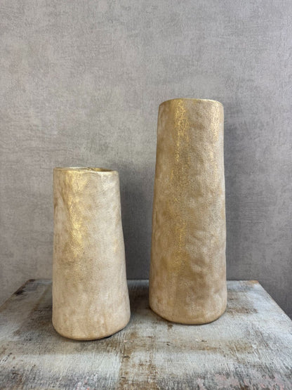 Vaas Porto antiek goud in klein en groot formaat – decoratieve set.