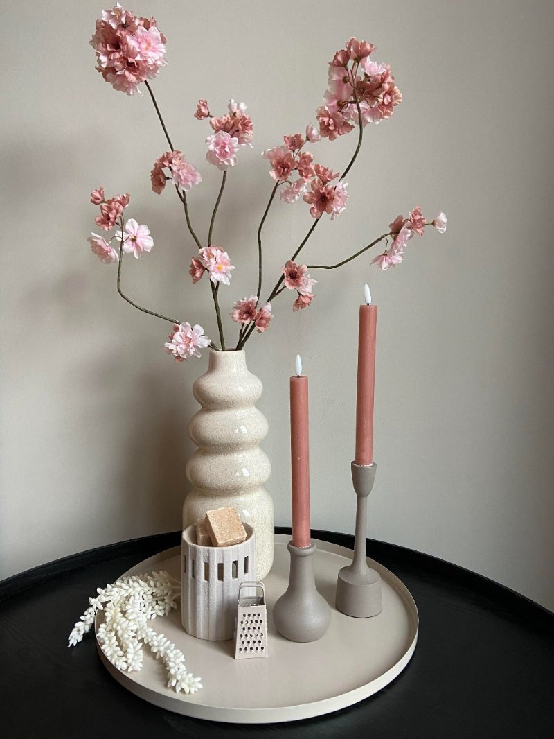 Roze met beige decoratie set Prunus